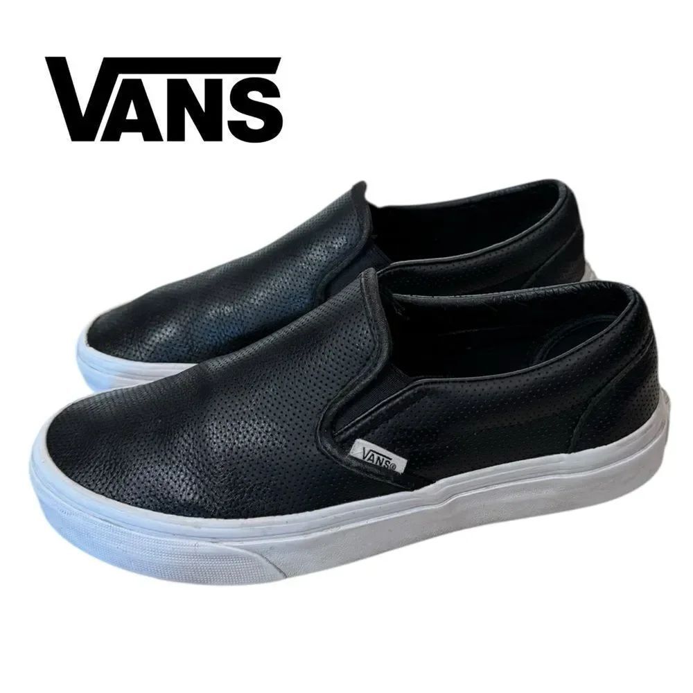 VANS Off The Wall Women's Men's Black Slip-on Perforated Loafers Sneakers 8.5 7